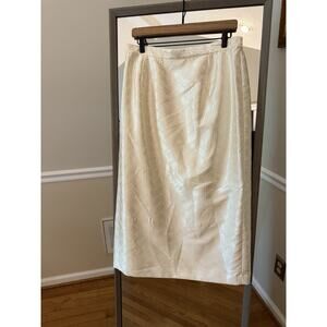 Milano Cream Jacquard Midi Skirt Women’s Elegant Formal Textured Sateen Size 16